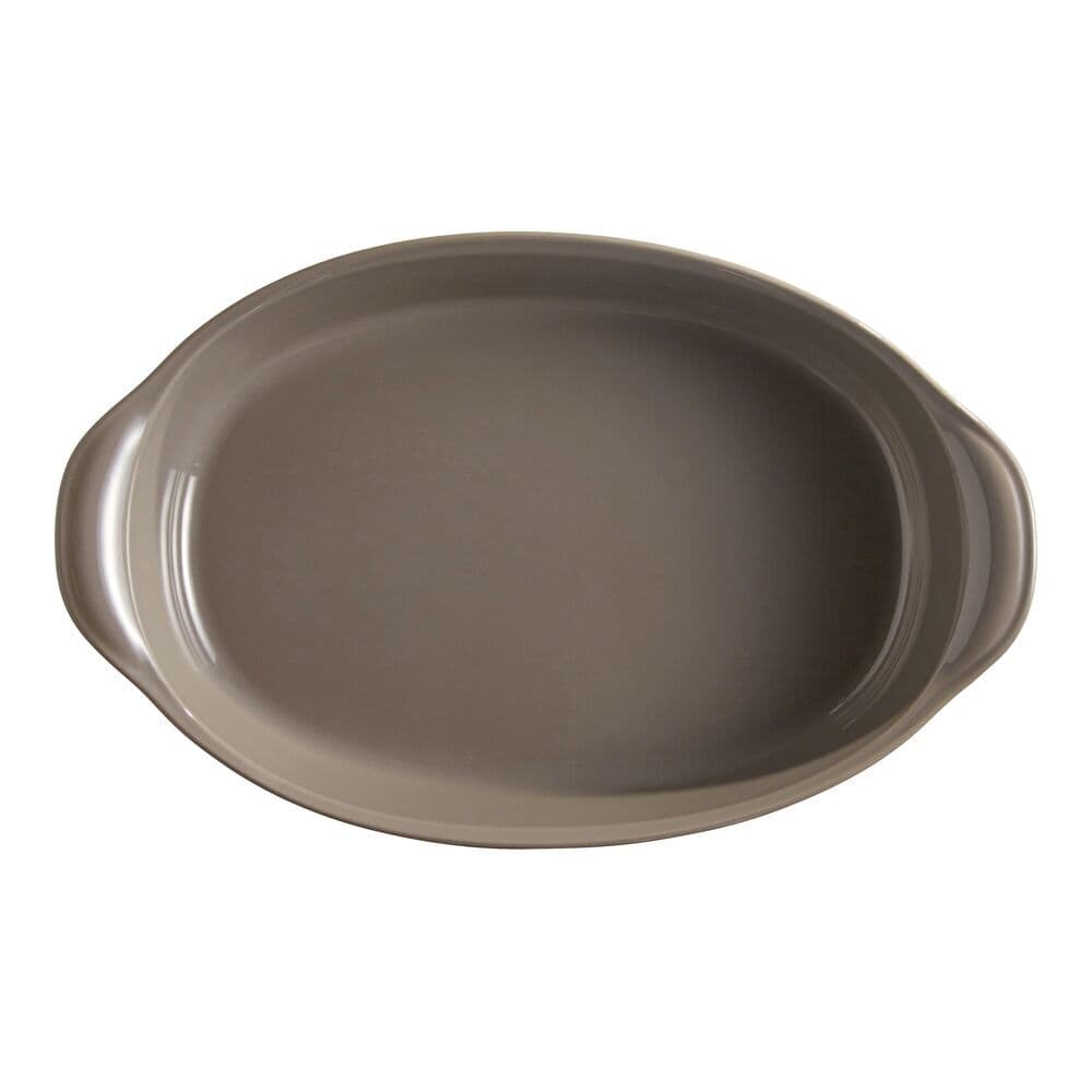EMILE HENRY Керамична овална форма за печене „LARGE OVAL OVEN DISH“ – 41,5 х 26,5 см – цвят сиво-бежов