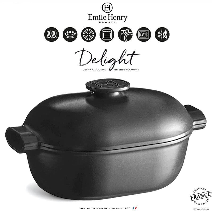 EMILE HENRY Керамична индукционна овална тенджера “DELIGHT“ – 4,5 л / 36 х 24см – цвят черен