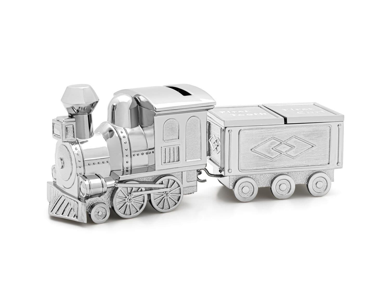 ZILVERSTAD Детска касичка с кутийки за зъбче и кичур “Локомотив“ - цвят сребро