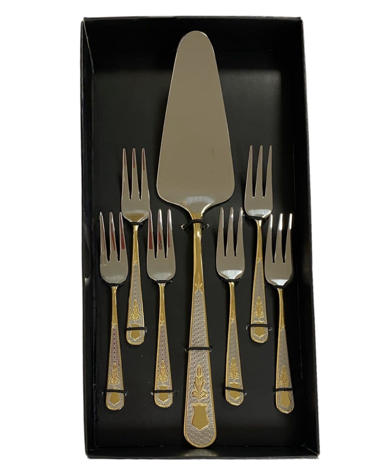 HERDMAR Прибори за торта “GUELL“ – 7 части- с позлатен елемент