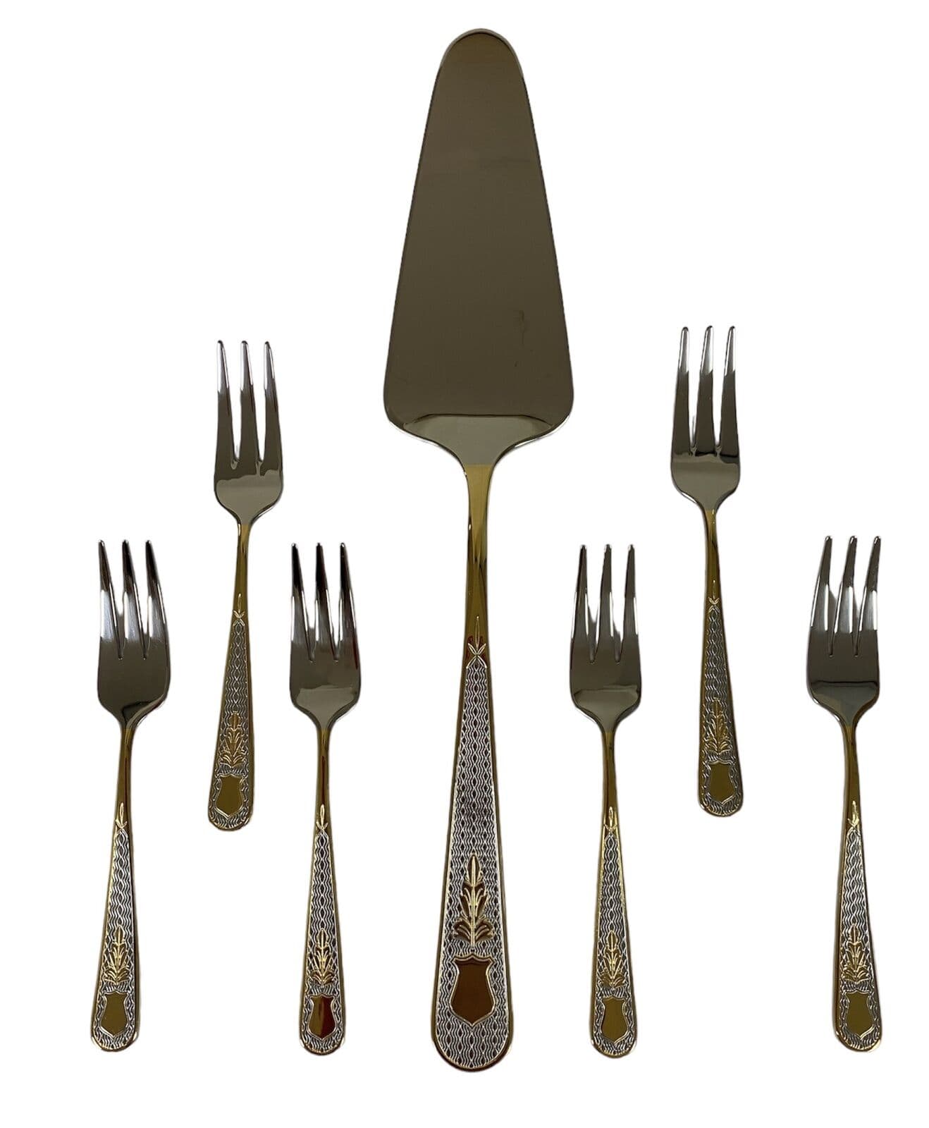 HERDMAR Прибори за торта “GUELL“ - 7 части- с позлатен елемент