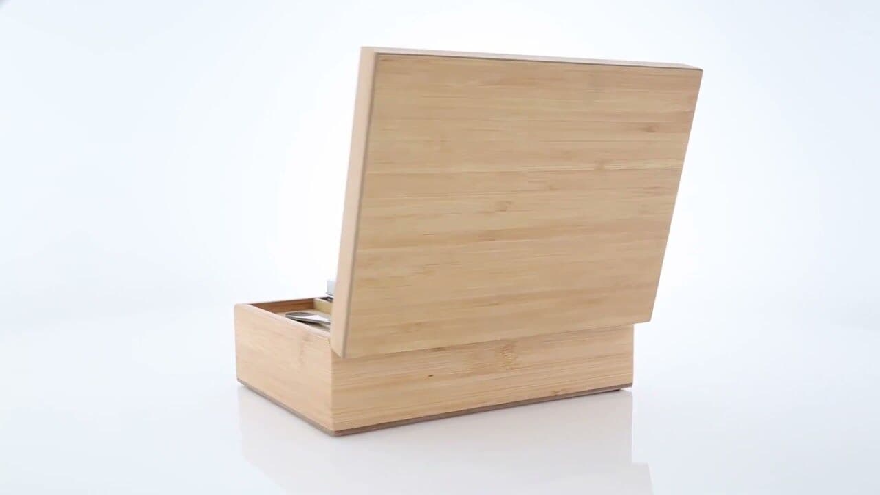 BREDEMEIJER Бяла бамбукова кутия за чай с 4 канистъра и дозаторна лъжица