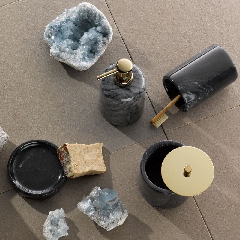 KELA Поставка/Чаша за четки за зъби “Liron“ – черен мрамор