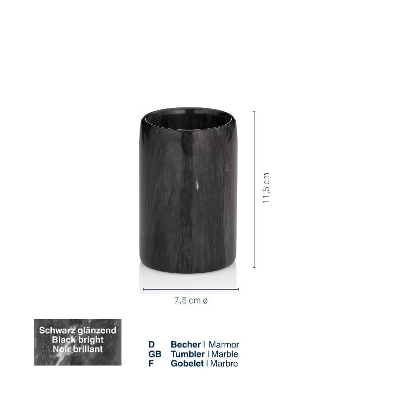 KELA Поставка/Чаша за четки за зъби “Liron“ – черен мрамор