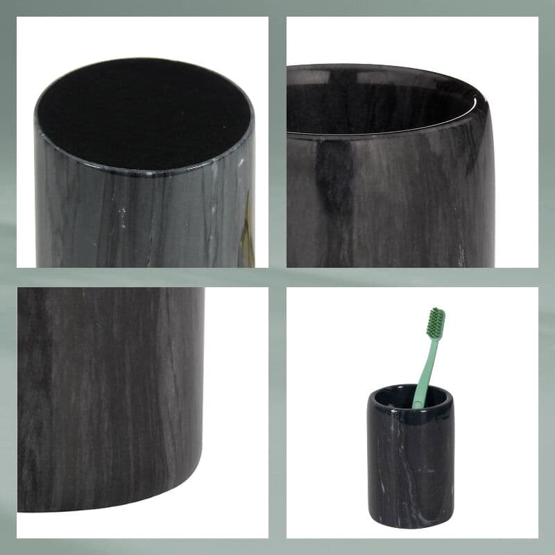 KELA Поставка/Чаша за четки за зъби “Liron“ – черен мрамор