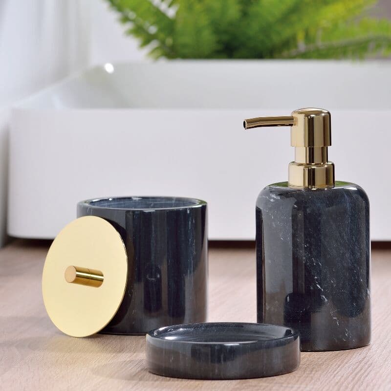 KELA Поставка/Чаша за четки за зъби “Liron“ – черен мрамор