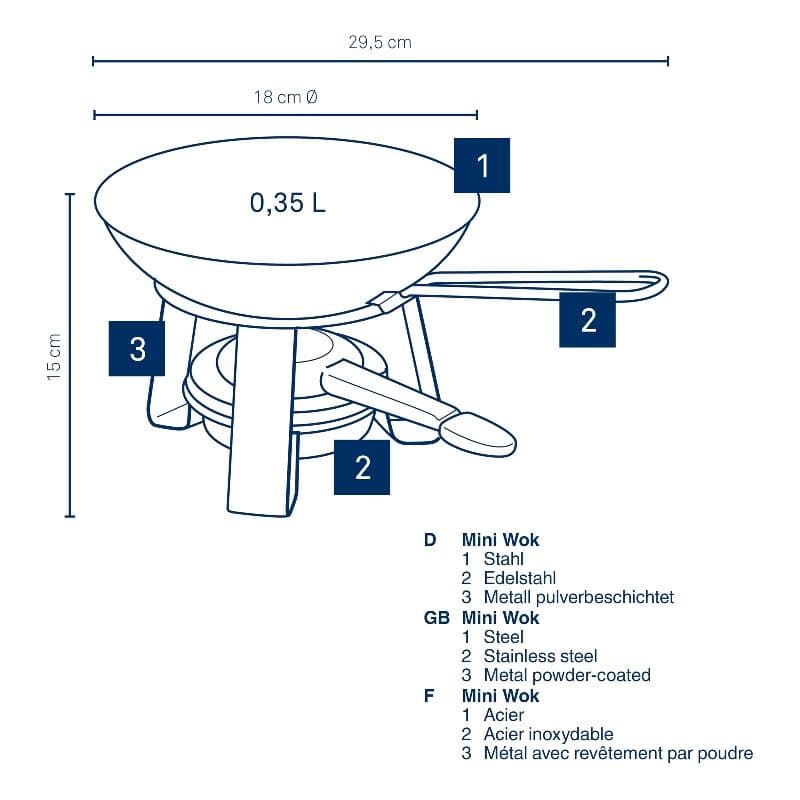 KELA Мини уок с горелка и стойка “Joy“ – Ø18 см.