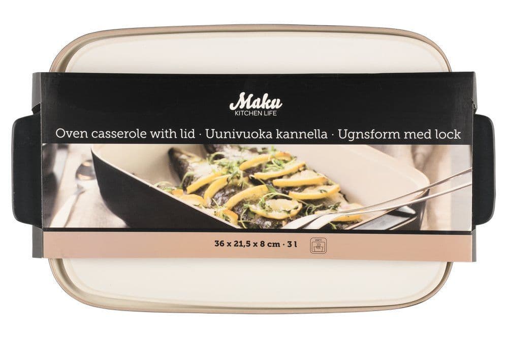 MAKU Керамична тава с капак – черна 3 л. 36 х 21,5 см.