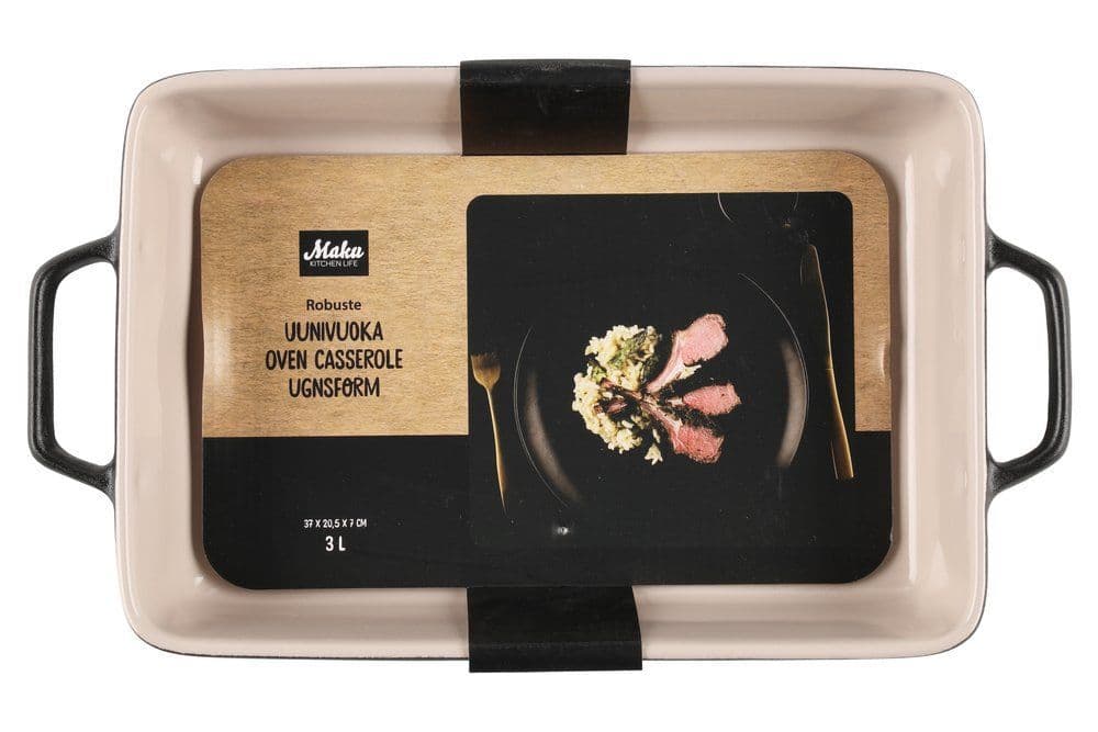 MAKU Керамична тава с дръжки – черна  3 л, 36,5 х 21 см.