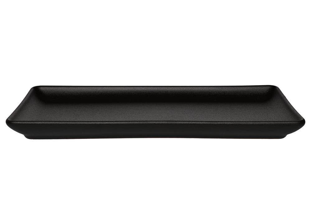 MAKU Правоъгълна чиния Robuste 32х15 см. - черен мат с повърхност стил чугун