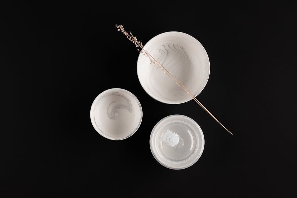 MAKU Керамична купичка с капак Ø 13 см. – мраморен дизайн