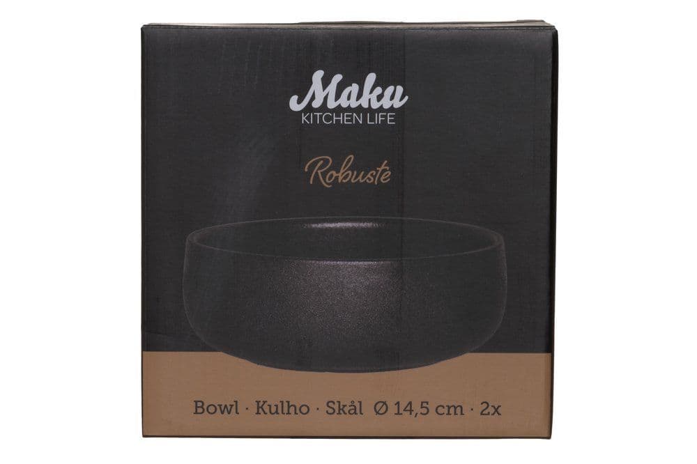 MAKU Купички Robuste 2 бр. Ø 14,5 см. – черен мат с повърхност стил чугун