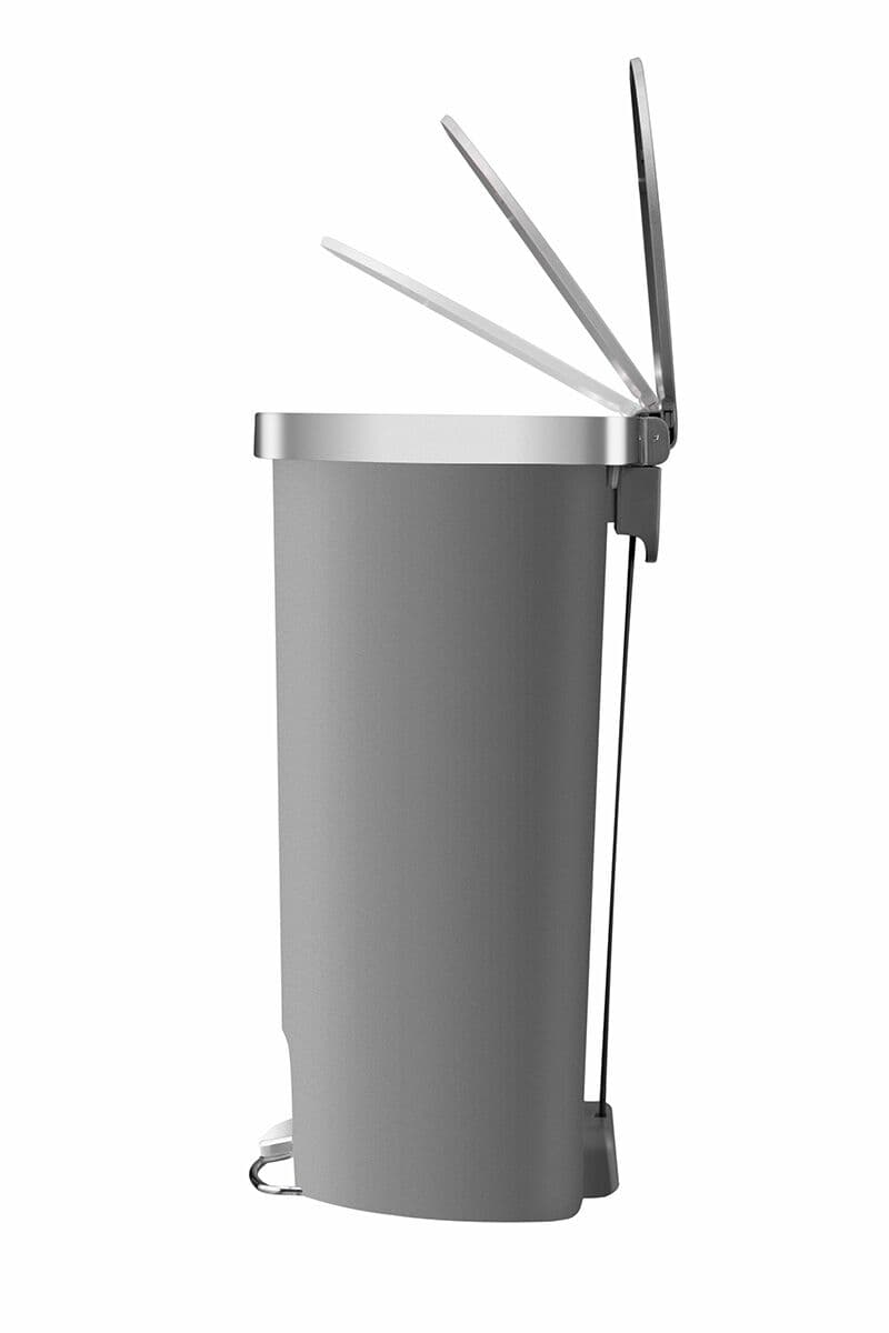 EKO Полукръгъл кош за отпадъци “HANA“, сив, 55 л. – с вградени колела