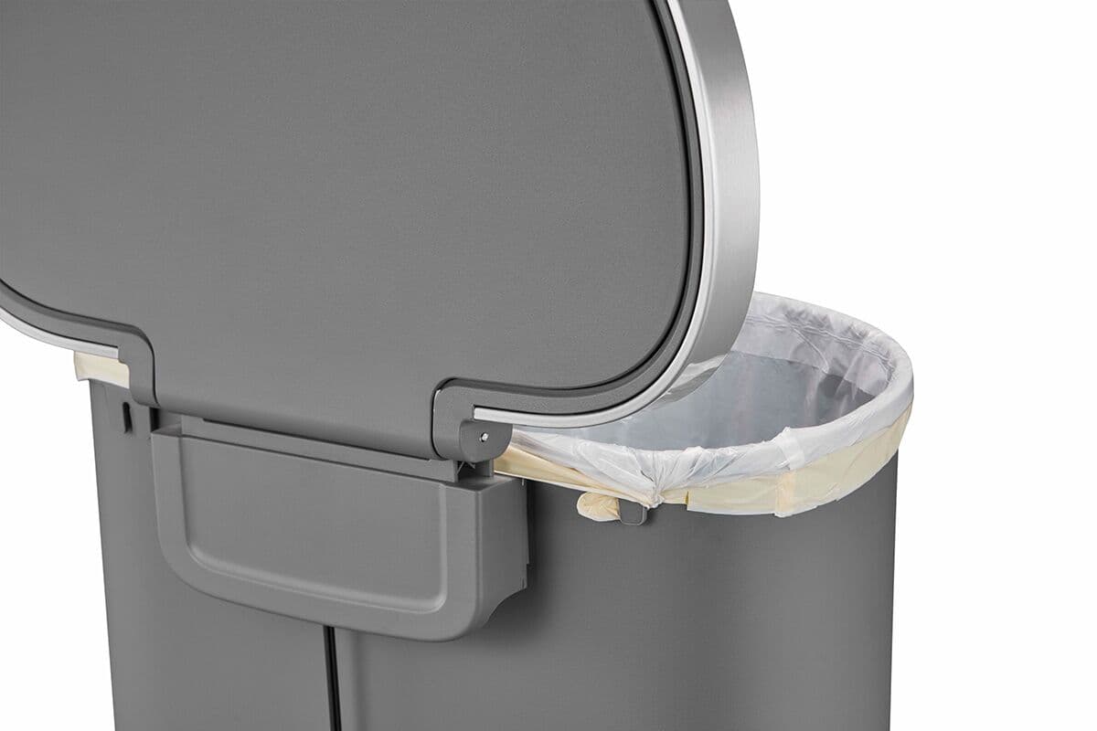 EKO Полукръгъл кош за отпадъци “HANA“, сив, 55 л. – с вградени колела