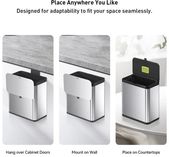 EKO EUROPE Кош за хранителни отпадъци “PURO“ – 7л – инокс мат