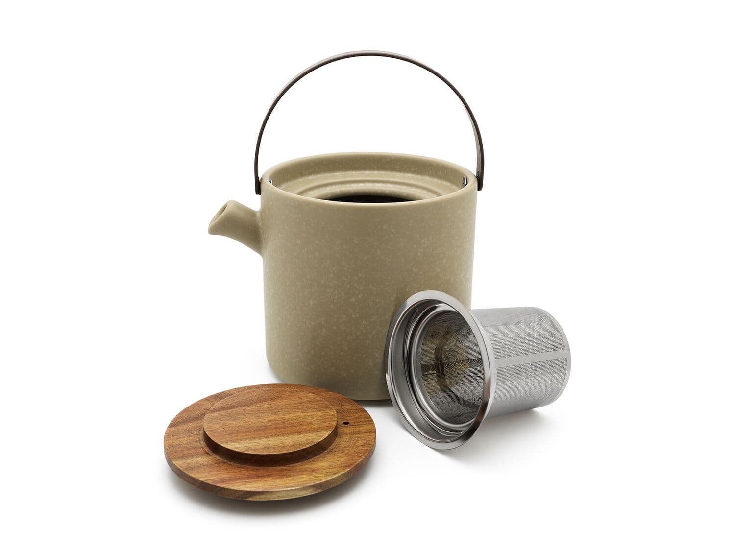 BREDEMEIJER Керамичен сет за чай с филтър и приставка за подгряване “Umea“- бежов – 1,2 л