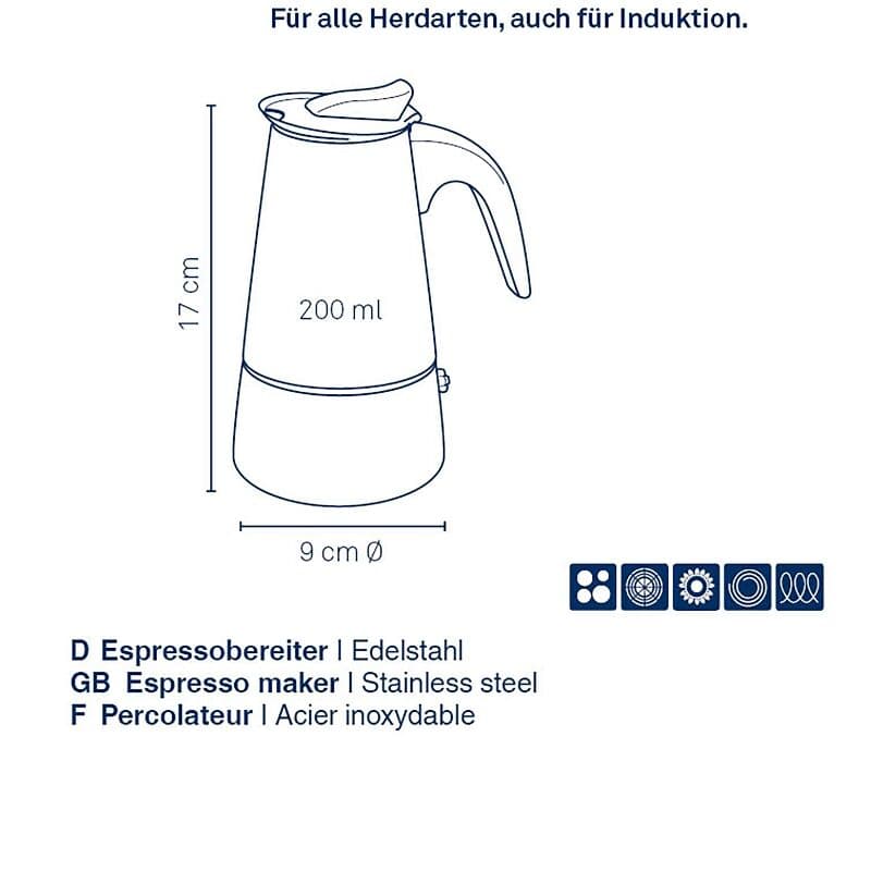 KELA Стоманена кафеварка “Ferrara“ за 4 кафета