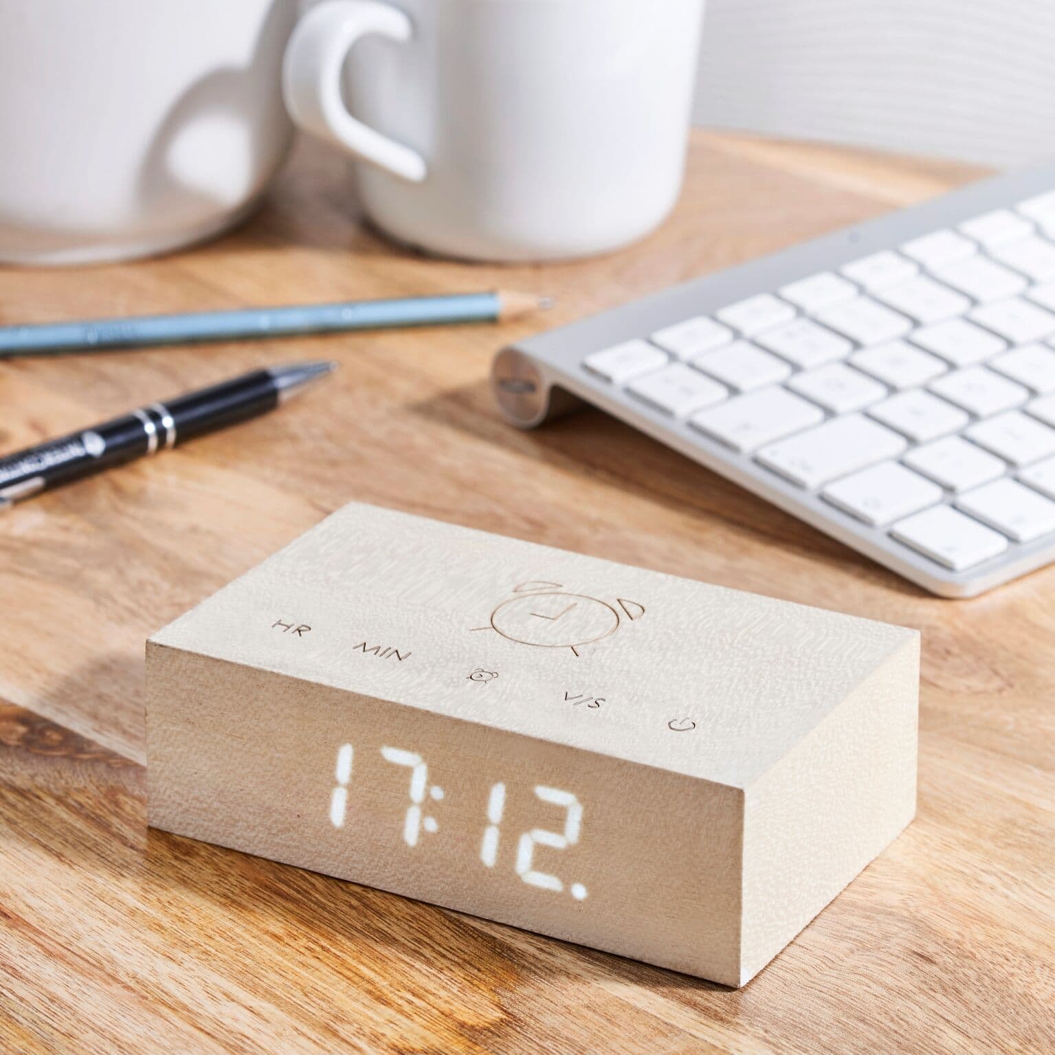 GINGKO Часовник/будилник “Flip Cilck Clock“ – бял клен