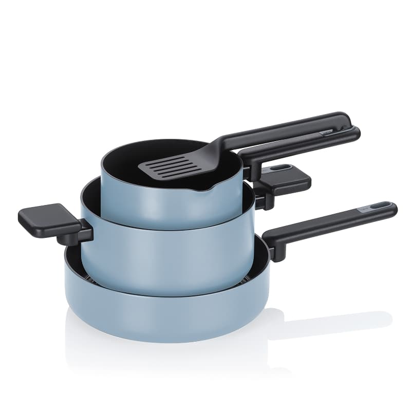 KELA Комплект съдове за готвене с керамично покритие “Mira“ - 5 части - светло сини