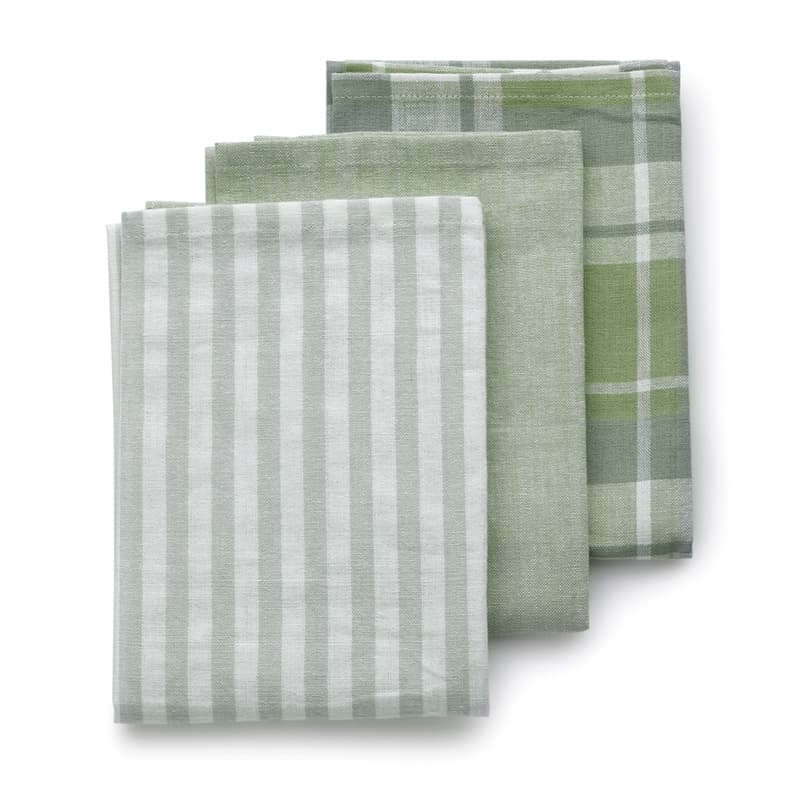 KELA Комплект от 3 бр. домакински кърпи за съдове “Pasado“ - 65х45 см - маслинено зелени