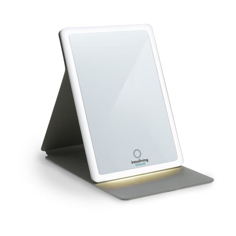 INNOLIVING Сгъваемо козметично огледало с LED светлина