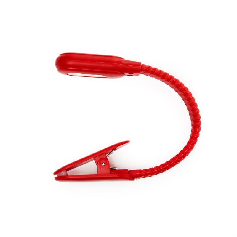 Лампа за четене с щипка и USB за зареждане червена