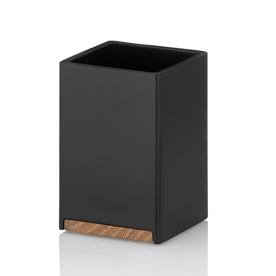 KELA Чаша за баня “Cube“ – черна с дървен елемент