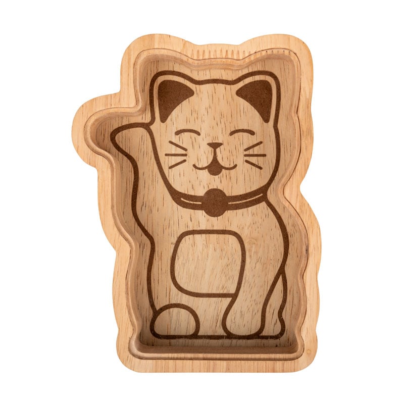 Касичка от дърво Lucky Cat