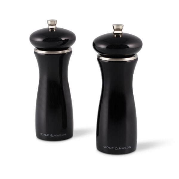 COLE&MASON Комплект мелнички за сол и пипер “SHERWOOD BLACK GLOSS“ – 16,5 см. – цвят черен