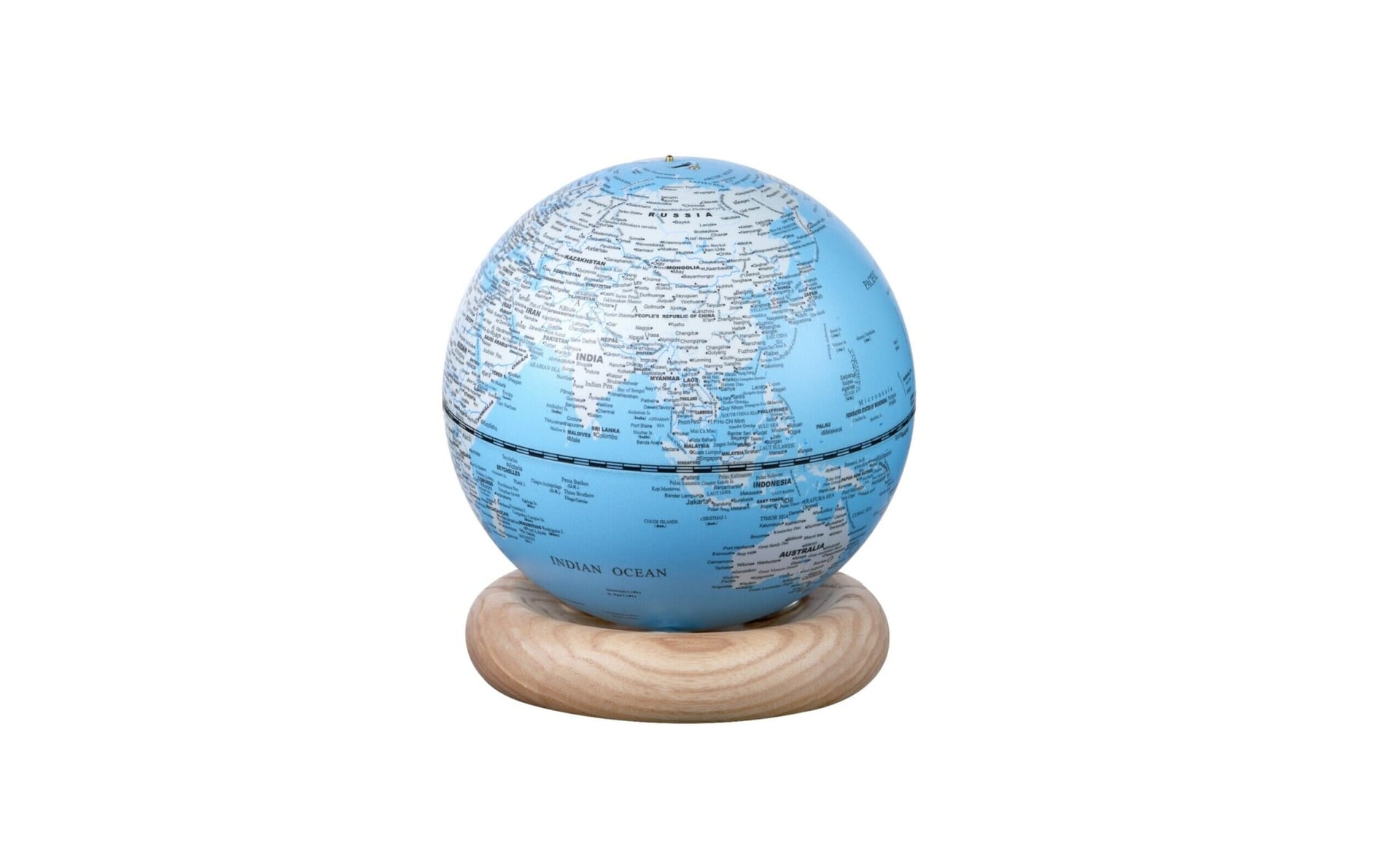 GINGKO Смарт лампа глобус “Atlas Globe“ - светлосиня/бял ясен