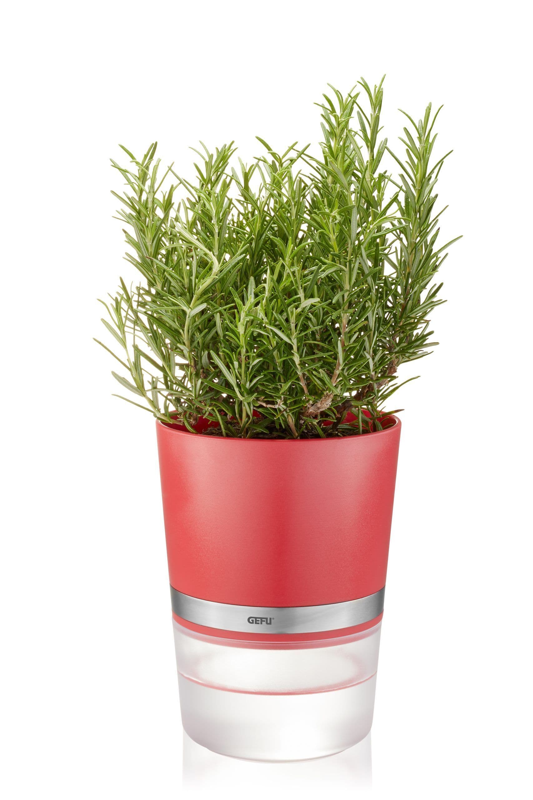 GEFU Самополиваща се кашпа за зелени подправки или цветя “BOTANICO“ – цвят малинено червен