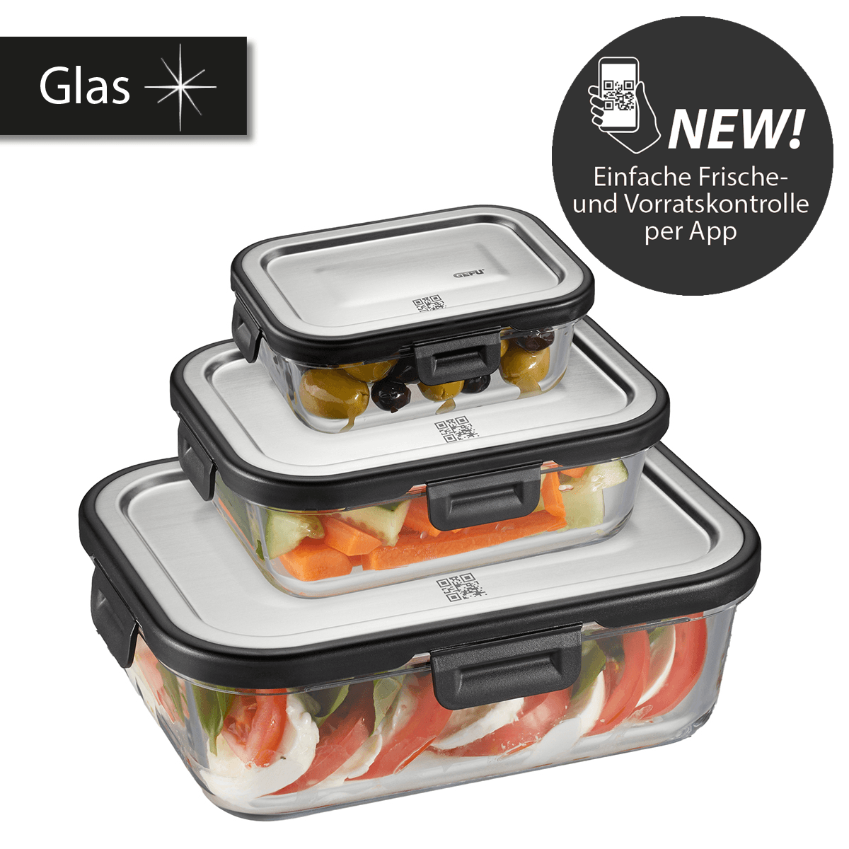 GEFU Комплект от 3 бр. стъклени кутии за храна “MILO“