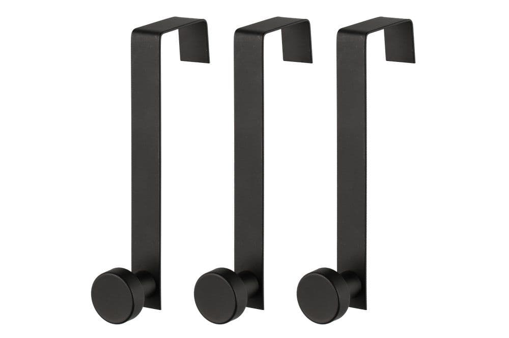 4Living Комплект от 3 бр закачалки за врата “Robin“ - черни