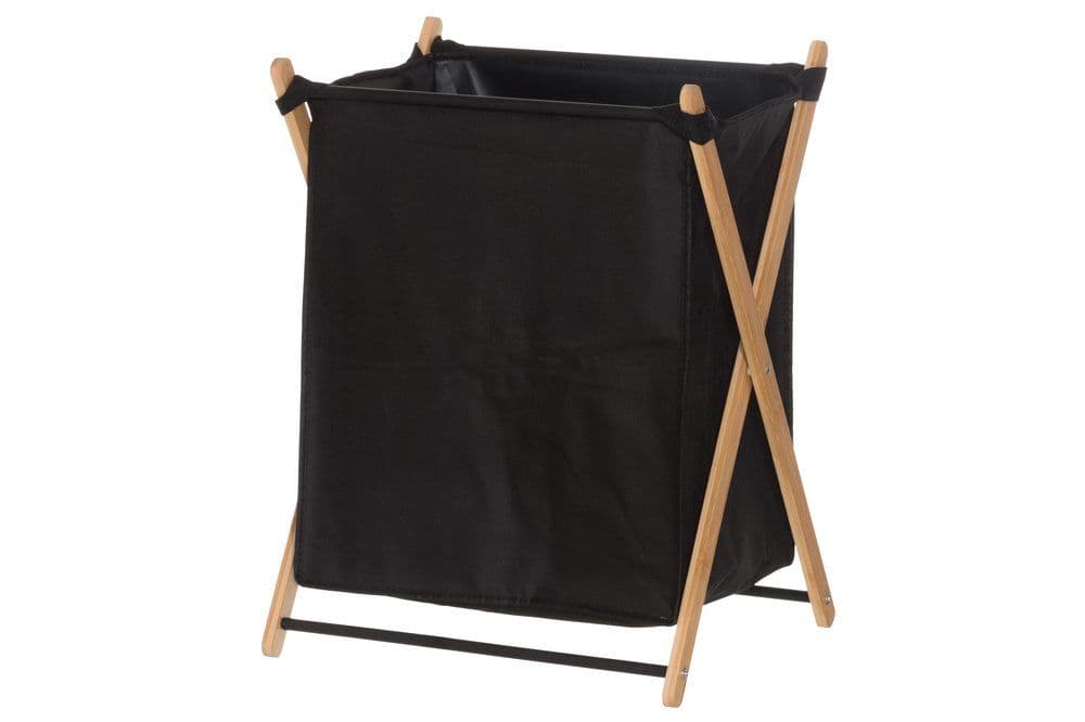 4LIVING Сгъваем кош за пране с бамбукова рамка - черен