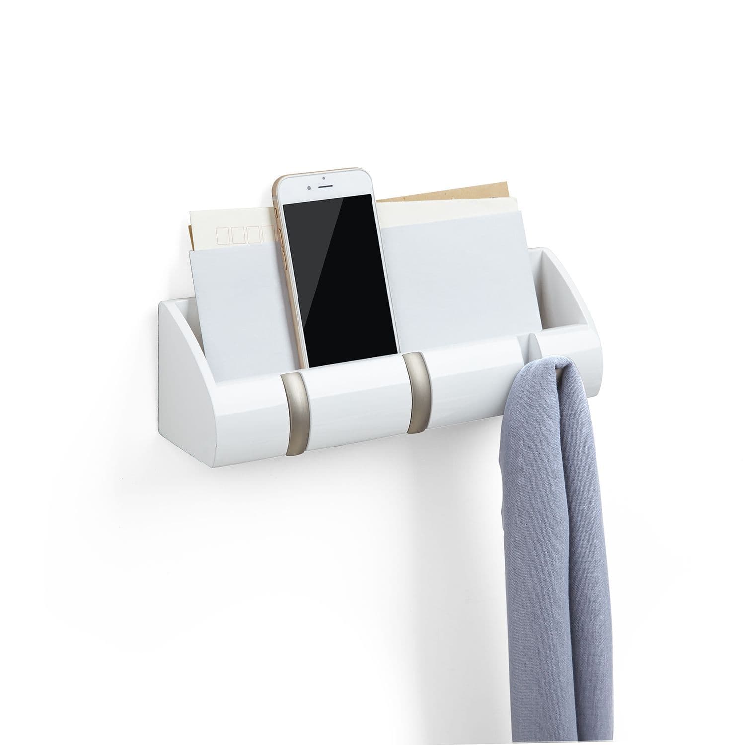 UMBRA Стенен органайзер с 3 бр. закачалки “CUBBY MINI“ - цвят бял