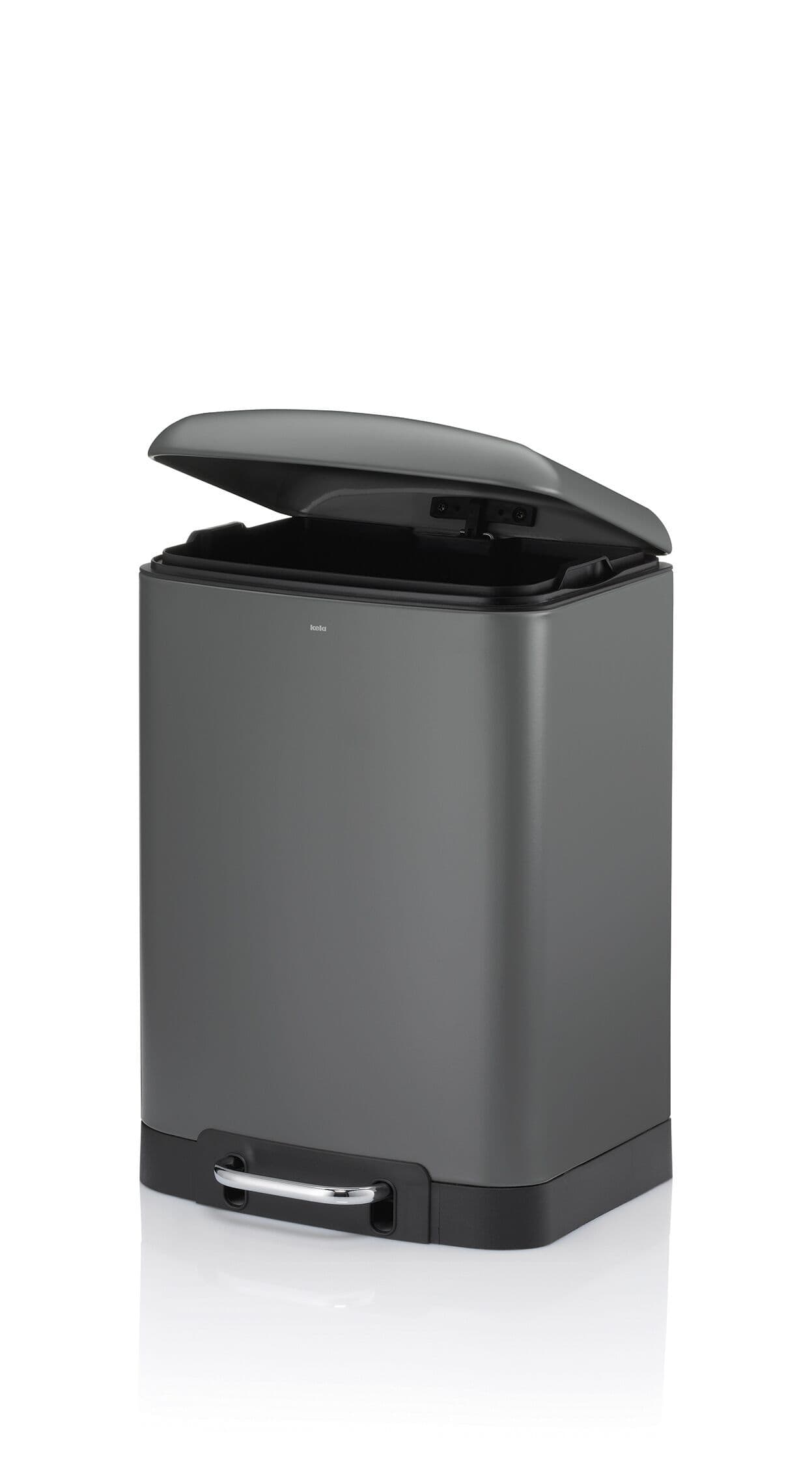 KELA Кош за отпадъци с педал “Davino“ – сив мат – 12 л.