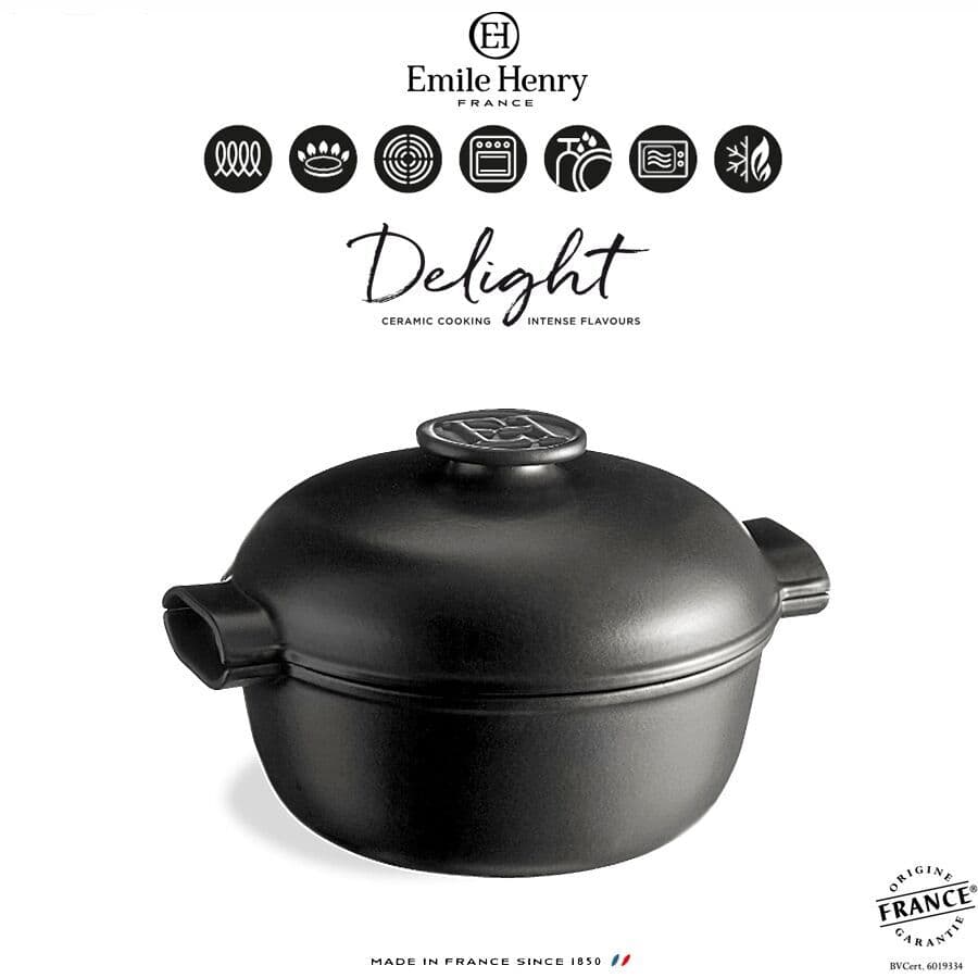 EMILE HENRY Керамична индукционна тенджера “DELIGHT“ – 2 л / Ø 22,5 см – цвят черен