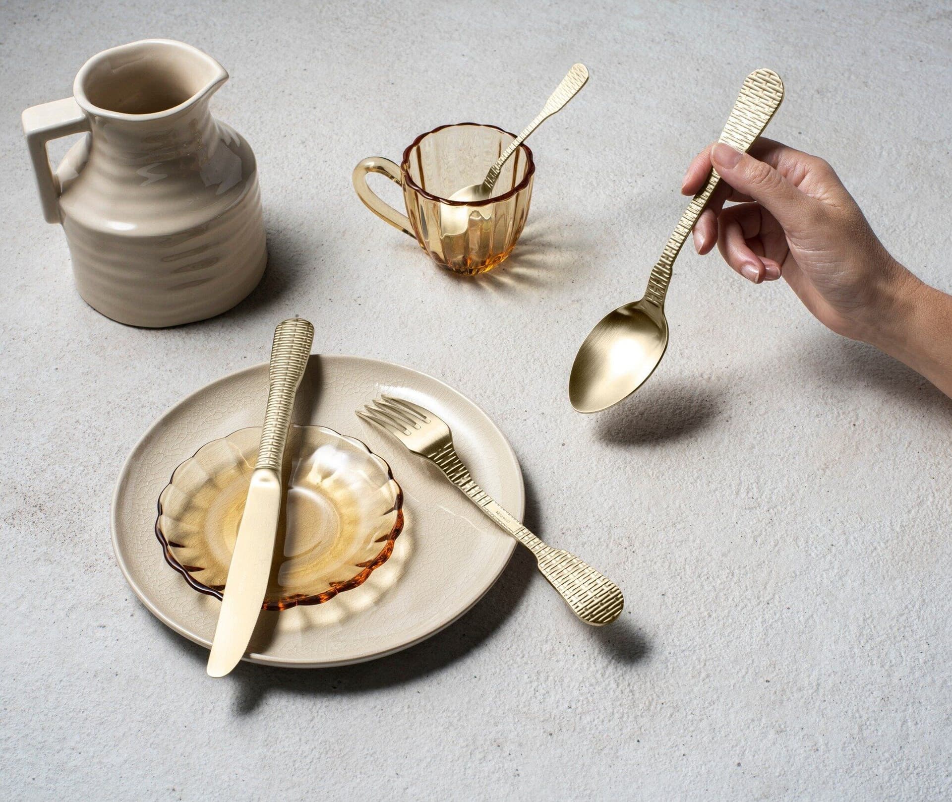 HERDMAR Прибори за хранене “OSIER“- 24 части – позлатени мат