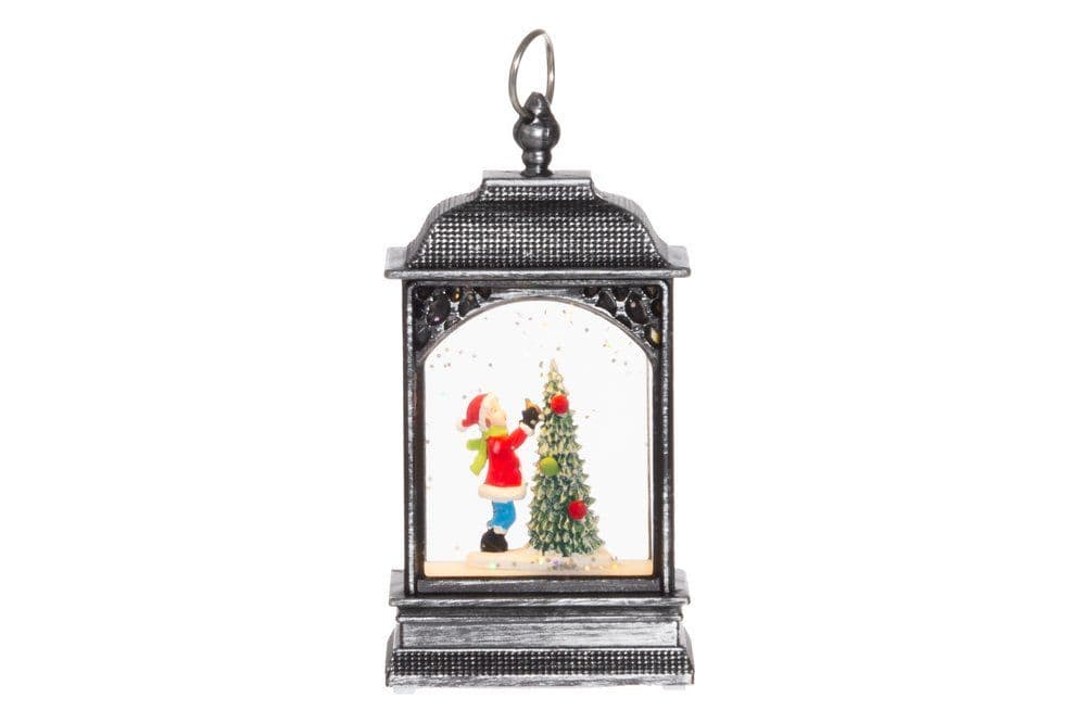 FINNLUMOR Светещ фенер “Snowglobe“ - момиче - сребърен