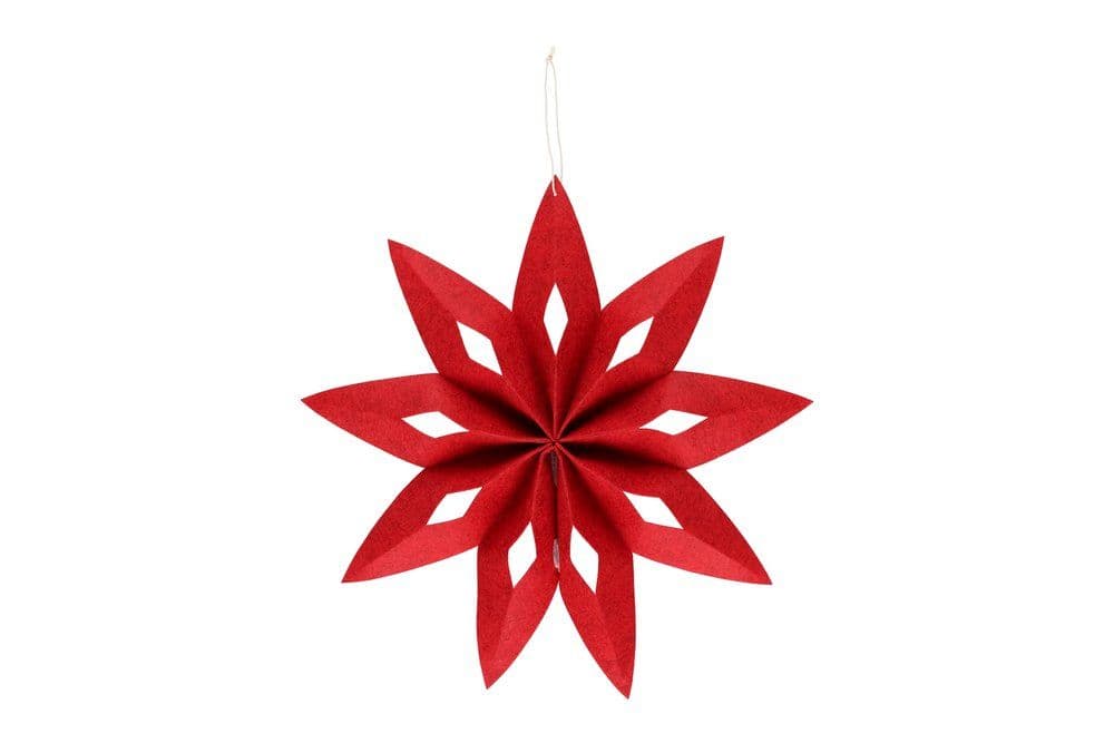 WINTERIA Коледна звезда от филц 40см. - червена