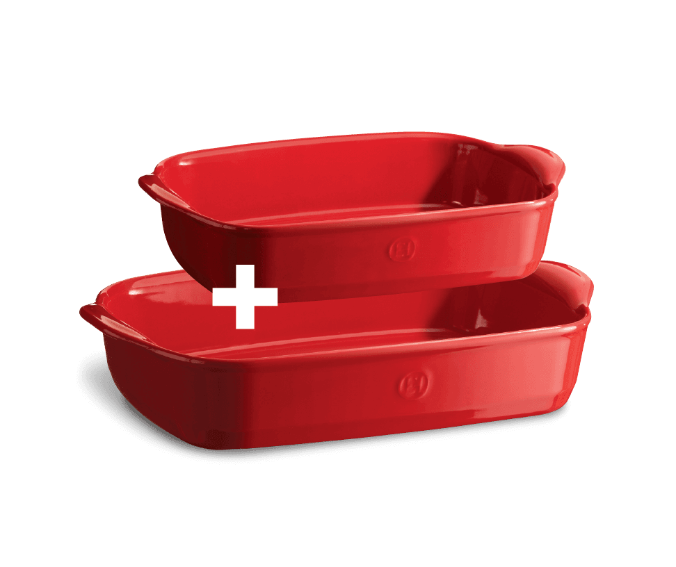 EMILE HENRY Комплект от 2 бр керамични тави за печене - цвят червен