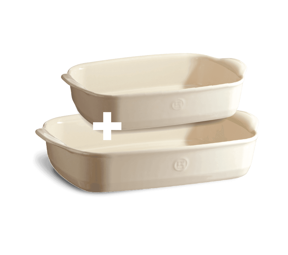 EMILE HENRY Комплект от 2 бр керамични тави за печене - цвят екрю