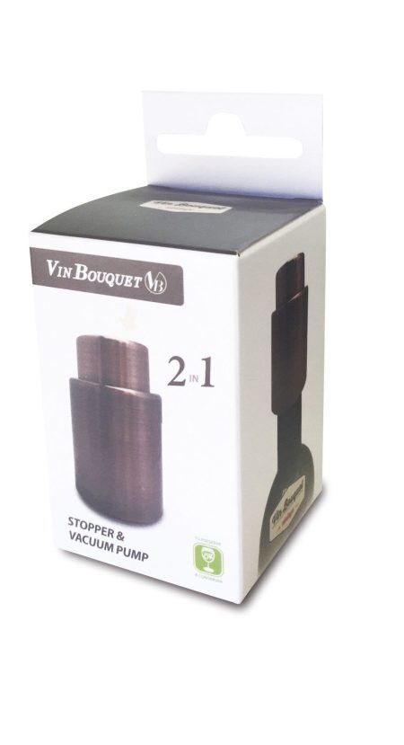 <p><span style="font-size: small;"><strong>Vin Bouquet Медна тапа с вакуум помпа - VINTAGE <br /></strong></span><strong>• Размери на опаковката:</strong> 4.5 x 7,5 x 4,5 см.<br /><strong>•Тегло: </strong>0.052 кг.<br /><strong>• Материал:</strong> Стомана<br /><strong>Производител: Vin Bouquet, Испания</strong></p><br />Марка: Vin Bouquet <br />Модел: VB FIV 106<br />Доставка: 2-4 работни дни<br />Гаранция: 2 години