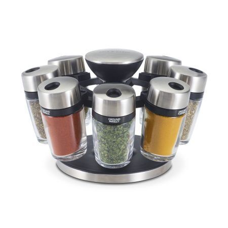 <p><strong><span style="font-size: small;">COLE & MASON Комплект за подправки “HERB & SPICE“ - 8 части + стойка </span></strong><br />• <strong>8 бр. стъклени бурканчета с подправки, с възможност за презареждане </strong><br />• <strong>Височина на бурканчето:</strong> 85 мм<br />• <strong>Хромирани капачки, които се затварят херметически и са с два вида отвори за правилно дозиране </strong><br />• <strong>Въртяща се стойка с удобна дръжка за носене; </strong><br />• <strong>Материали:</strong> стъкло, пластмаса, метал<br />• <strong>Размери на стойката: </strong>14 х 22,5 см.( Д х В)<br />• <strong>Подправки: </strong>мащерка, босилек, риган, магданоз, розмарин, куркума, градински чай, червен пипер<br /><span style="font-size: small;"><strong>Производител: Cole&Mason / Англия</strong></span></p><br />Марка: COLE & MASON <br />Модел: Cole & Mason H 121807<br />Доставка: 2-4 работни дни<br />Гаранция: 2 години