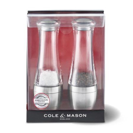 <p><span style="font-size: small;"><strong>COLE&MASON Комплект мелнички за сол и пипер “AMESBURY“ - 19 см.</strong></span></p>
<p><span>• </span><strong>Височина:</strong><span> 19 см.</span><br /><span>• </span><strong>Материал:</strong><span> акрил, стомана, керамика</span><br /><span>• </span><strong>Цвят:</strong><span> прозрачен</span><br /><span>• </span><strong>Механизъм: </strong><span>закалена въглеродна стомана; керамичен механизъм</span><br /><strong>• Регулируеми настройки на мелене:</strong><span> от едро до фино</span><br /><span>• </span><strong>Пълни (със сол и черен пипер)<br /></strong><span style="color: #ff0000;">• <strong>Да не се мокрят с вода!<br /></strong>•</span><span> <strong><span style="color: #ff0000;">Не използвайте мелничките за различни от сол и черен пипер продукти!!! </span><br /><span>• </span></strong></span><strong><span>Про</span>изводител: Cole&Mason / Англия</strong></p><br />Марка: COLE & MASON <br />Модел: Cole & Mason H 308798P<br />Доставка: 2-4 работни дни<br />Гаранция: 2 години