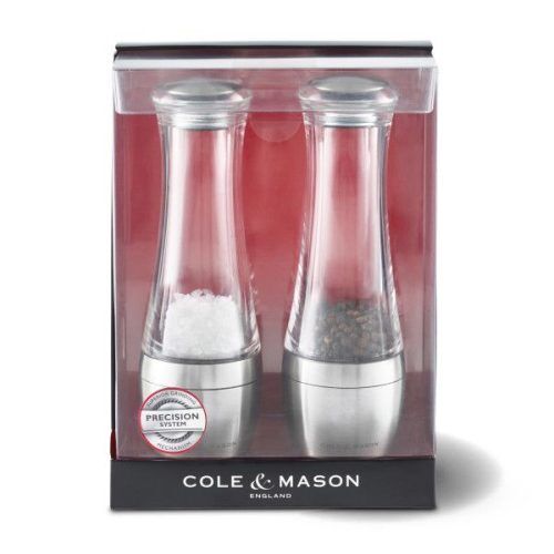 <p><span style="font-size: small;"><strong>COLE&MASON Комплект мелнички за сол и пипер “AMESBURY“ - 19 см.</strong></span></p>
<p><span>• </span><strong>Височина:</strong><span> 19 см.</span><br /><span>• </span><strong>Материал:</strong><span> акрил, стомана, керамика</span><br /><span>• </span><strong>Цвят:</strong><span> прозрачен</span><br /><span>• </span><strong>Механизъм: </strong><span>закалена въглеродна стомана; керамичен механизъм</span><br /><strong>• Регулируеми настройки на мелене:</strong><span> от едро до фино</span><br /><span>• </span><strong>Пълни (със сол и черен пипер)<br /></strong><span style="color: #ff0000;">• <strong>Да не се мокрят с вода!<br /></strong>•</span><span> <strong><span style="color: #ff0000;">Не използвайте мелничките за различни от сол и черен пипер продукти!!! </span><br /><span>• </span></strong></span><strong><span>Про</span>изводител: Cole&Mason / Англия</strong></p><br />Марка: COLE & MASON <br />Модел: Cole & Mason H 308798P<br />Доставка: 2-4 работни дни<br />Гаранция: 2 години