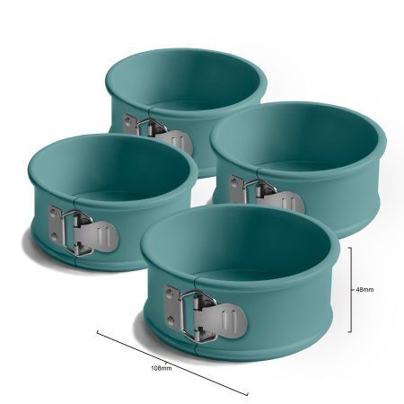<p><span style="font-size: medium;"><strong>JAMIE OLIVER Комплект от 4бр форми с падащо дъно и пружинен механизъм <br /></strong></span>• <strong>В комплект 4 бр кръгли форми</strong><br />•<strong> Подходяща за малки кръгли печива и сладкиши<br />• Стоманен затягащ механизъм<br />• Падащото дъно прилепва към основата за перфектни резултати<br /></strong>• <strong>Изработени от неръждаема стомана<br /></strong><strong>• Двуслойно безвредно незалепващо покритие <em>QUANTUM II</em><br />• <span style="color: #ff0000;">Без съдържание на PFOA<br /></span></strong>• <strong>За температури до 240° С<br /></strong>• <strong>Размери на 1 бр форма:</strong> Ø 10,8 х 4,8 см (h)<br />• <strong>Размер на опаковката: </strong>24,5 х 24,5 х 5,5 см<br />• <strong>Тегло с опаковката: </strong>0,610 кг<br />• <strong>Цвят:</strong> атлантическо зелено<br />• <span style="color: #ff0000;"><strong><span style="color: #000000;">Подходяща за съдомиялна машина</span></strong><br /></span><strong style="color: #ff0000;"><span style="color: #000000;">Производител: DKB Housеhold / Великобритания</span></strong></p><br />Марка: JAMIE OLIVER <br />Модел: JB 1430<br />Доставка: 2-4 работни дни<br />Гаранция: 2 години