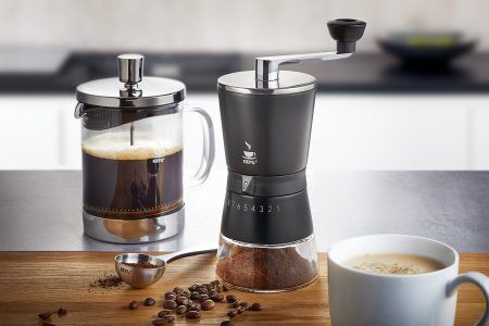 <p><strong><span style="font-size: small;">GEFU Кафемелачка “SANTIAGO“ </span><br /></strong>• <strong>Материал:</strong> неръждаема стомана, алуминий, пластмаса, стъкло<br />• <strong>Подвижна манивела</strong> <br />•<strong> Размери:</strong> Ø 9 х 21,5 см<br /> • <strong>Със стоманен механизъм за смилане</strong> <br />• <strong>Регулиращи се 8 степени на смилане</strong> <br /><strong>Производител: GEFU / Германия</strong></p><br />Марка: GEFU - GERMANY <br />Модел: GEFU 16331<br />Доставка: 2-4 работни дни<br />Гаранция: 2 години