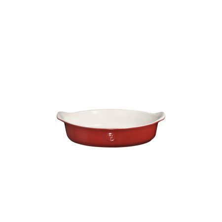EMILE HENRY Керамична овална форма за печене "INDIVIDUAL OVAL DISH" - 14 х 21см - цвят бяло и червено