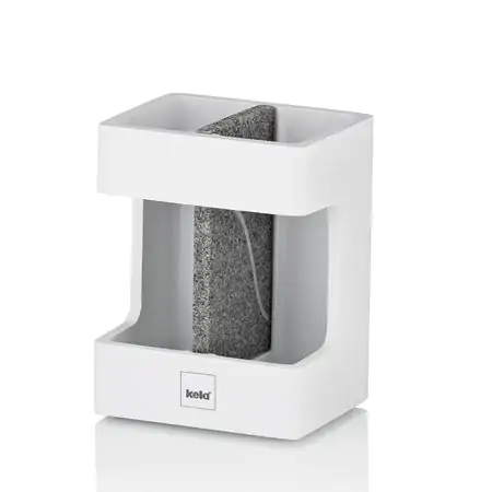 KELA Поставка за четки за зъби “Cube“ - бяла с елемент във вид на камък